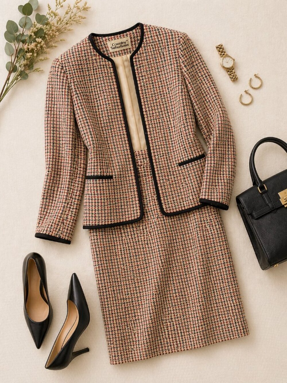 Vintage Union Made Country Suburbans Wool Tweed Skirt Suit Set